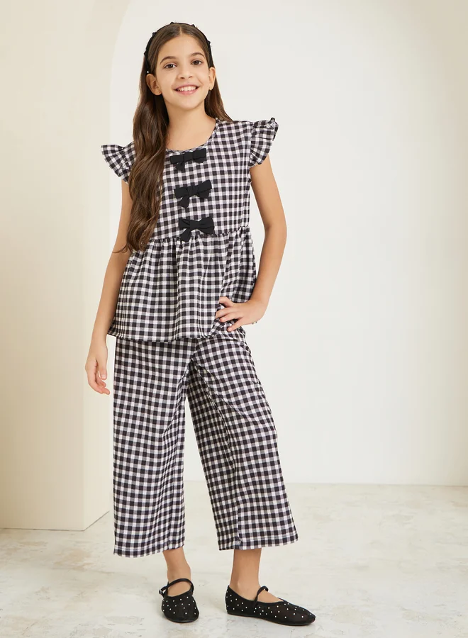 Styli Teens Gingham Check Top and Pants Set